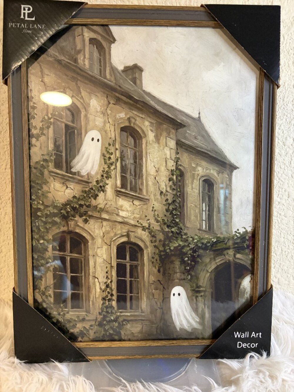 Petal Lane Halloween Ghost Haunted House Framed Wall Art 12x16 NWT